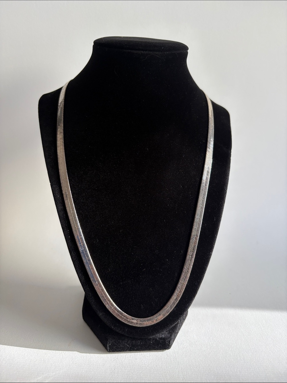 Classic Silver Herringbone Chain Necklace 22 Inch Women Jewelry